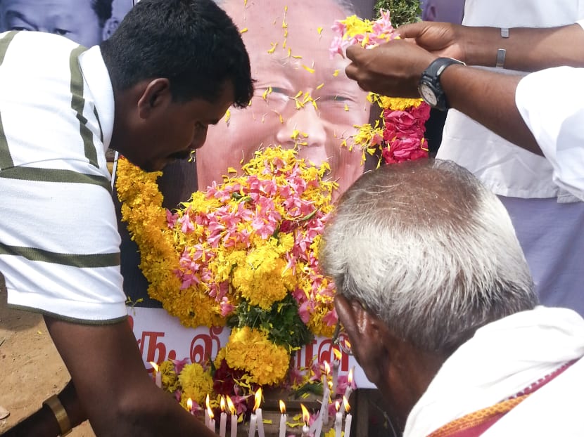 Candles being lit at the vigil held to mourn Mr Lee Kuan Yew's death on his funeral day, March 29, 2015. Photo courtesy of U. Rameshkumar