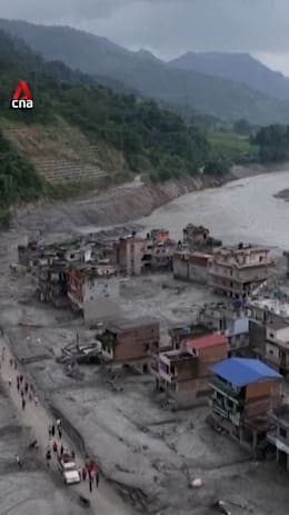 Drone footage shows devastation in Nepal village in wake of flash flood