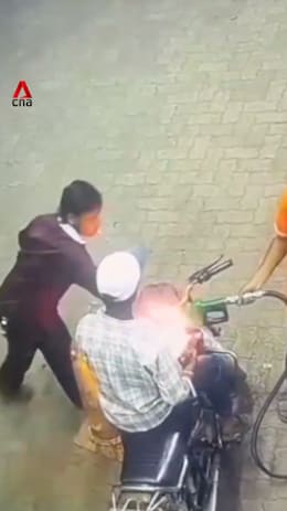 Man sets off fire at petrol pump in India after being told not to smoke