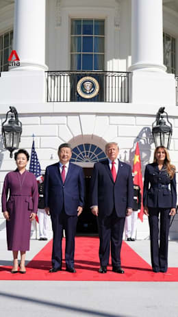 Reporters shout questions at Trump while he receives President Xi for tea
