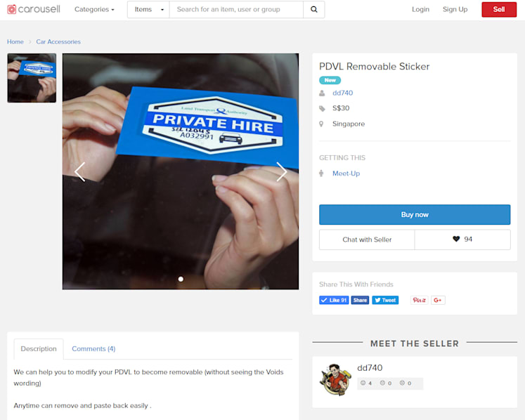 LTA lodges police report against Carousell user offering to alter private-hire car decals