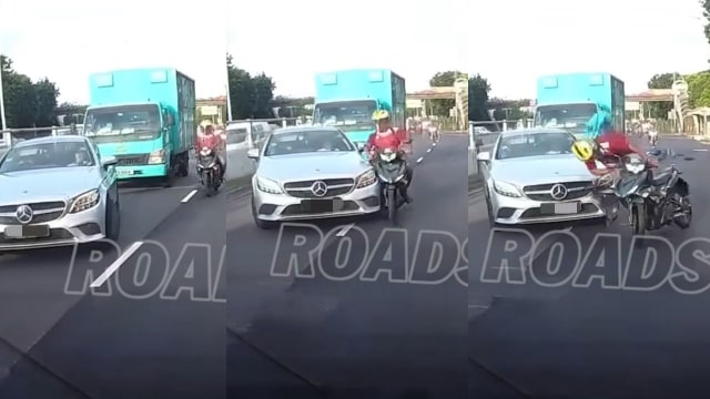 轿车切道撞上直行摩托车 骑士被撞飞受伤送院