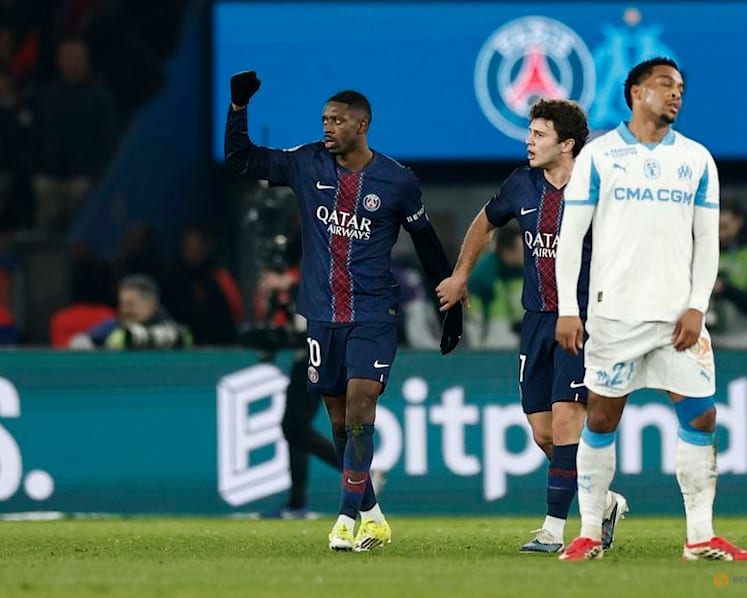Dembele double lays platform for PSG's 5-0 rout of Marseille