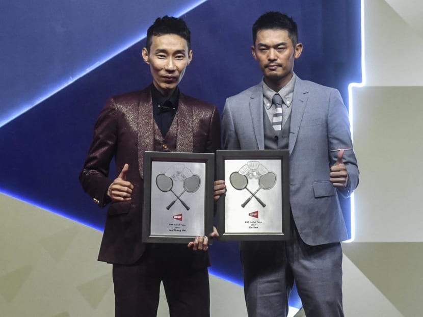 Malaysia's former world number one badminton player Lee Chong Wei (L) and China's former world champion badminton player Lin Dan pose for a picture before being inducted into the Badminton World Federation (BWF) Hall of Fame 2023, in Kuala Lumpur on May 26, 2023. Malaysia's former world number one badminton player Lee Chong Wei (L) and China's former world champion badminton player Lin Dan pose for a picture before being inducted into the Badminton World Federation (BWF) Hall of Fame 2023, in Kuala Lumpur on May 26, 2023.