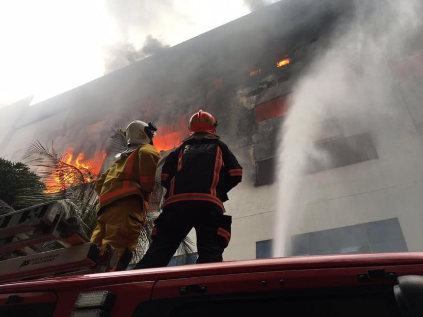 Huge fire breaks out at CK Building in Tampines