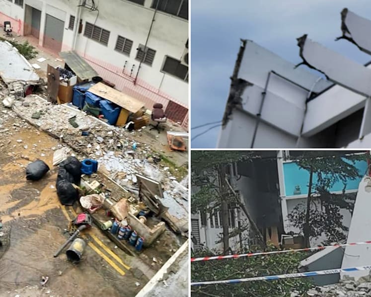 Concrete sunshade collapses from roof of Bedok industrial building, no one hurt
