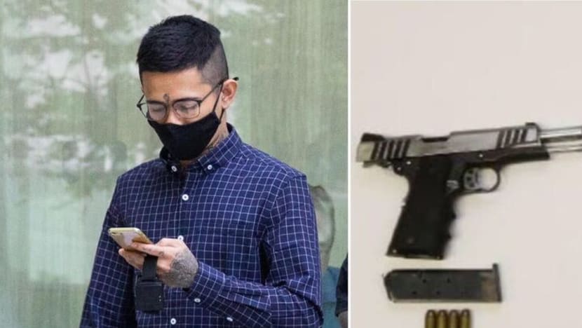 Over 7 years' jail, caning for gang member who kept loaded pistol, extra bullets in his Jurong West flat
