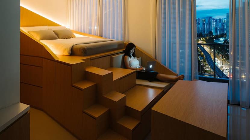 A 460 sq ft studio apartment with a literal out-of-the-box space-saving design