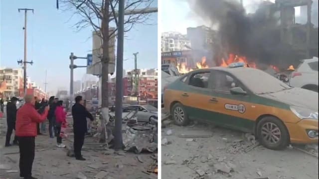 中国建筑物疑似发生煤气爆炸 附近多栋建筑受损