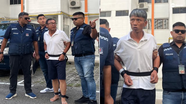 涉大耳窿骚扰活动 两嫌犯被押回现场重组案情