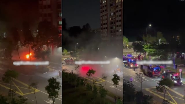 万国弯汽车起火狂烧 七人吸入浓烟送院治疗