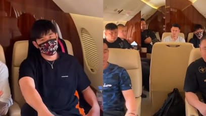 Jay Chou Sitting Next To Intimidating Bodyguards On Private Jet Has Fans Joking He’s Being "Kidnapped To Myanmar"