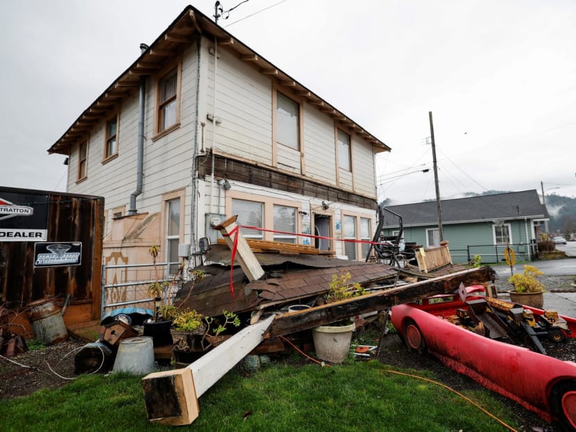 A damaged house is seen after a strong 6.4-magnitude earthquake struck off the coast of northern California, in Rio Dell, California, US on Dec 20, 2022. 