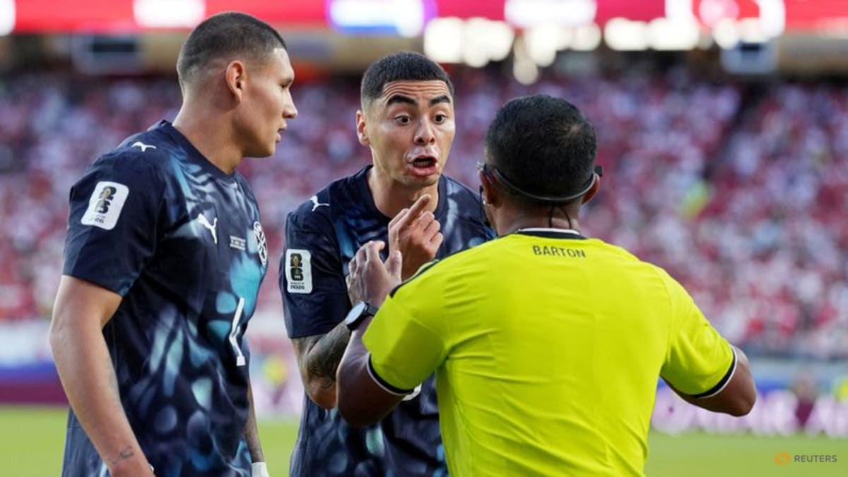 Paraguay's Almiron to serve one-game ban after red card for covering mouth