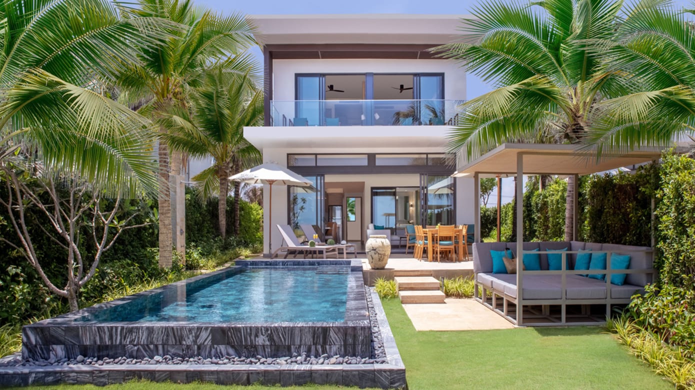 面积最大的海景别墅，有多间卧室。（图：Meliá Ho Tram Beach Resort）