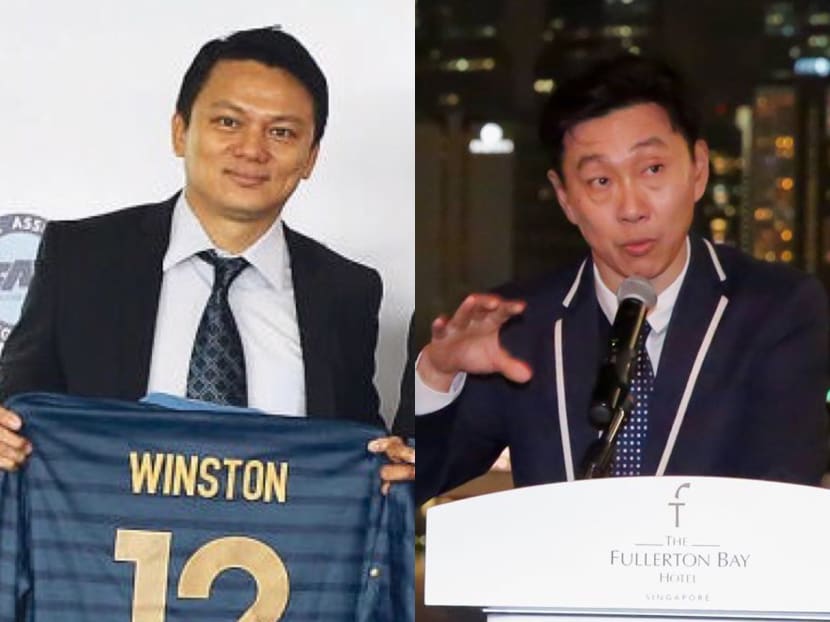(From L-R): FAS general secretary Winston Lee and Hougang United chairman Bill Ng. Photo: FAS and Hougang United Facebook pages