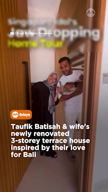 The couple's stunning terrace house blends vacay vibes with a few practical touches, made specially for a few furry occupants at home 🐱 #8dayssg #8dayssgtrending #taufikbatisah #tiktoksg #sgfyp 