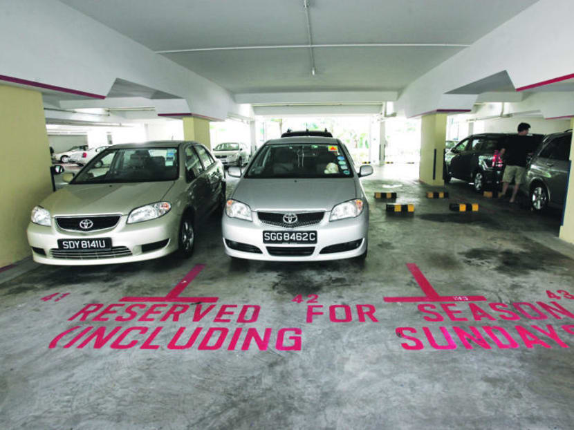 Season parking lots at a multi-storey carpark. TODAY file photo