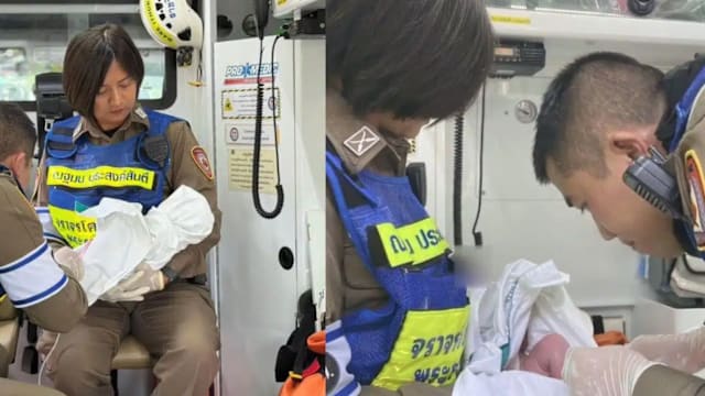 怀双胞胎孕妇家中紧急分娩 泰国交警出手救援