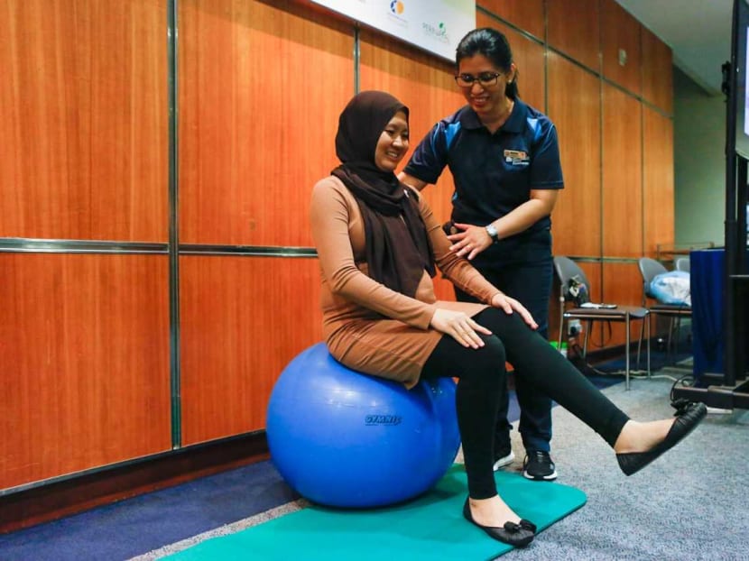 A demonstration of exercises that expectant mothers can do to clock 150 minutes of moderate physical activity each week under new guidelines launched on Friday (Jan 10).