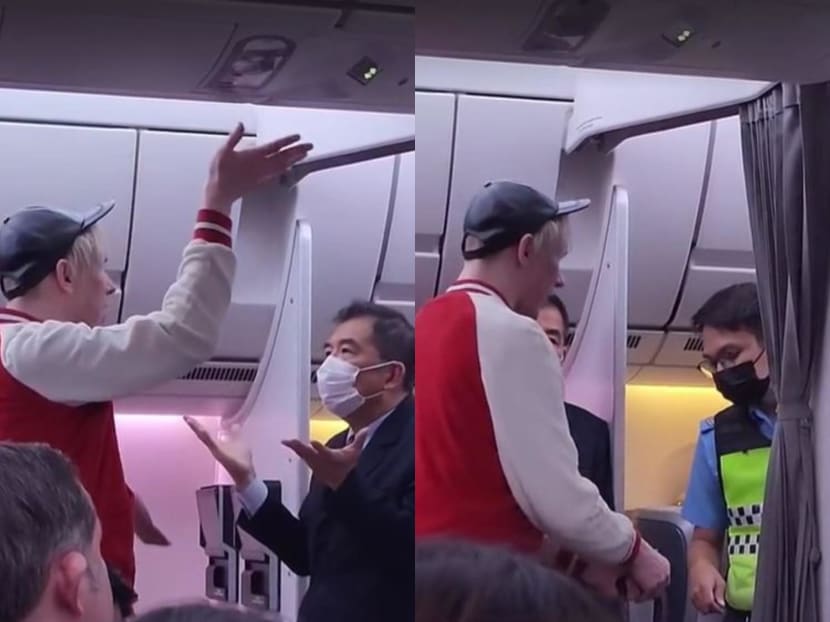 A video clip of the incident, which showed the man repeatedly using vulgarities on a cabin crew member, has since gone viral on social media platform TikTok. A video clip of the incident, which showed the man repeatedly using vulgarities on a cabin crew member, has since gone viral on social media platform TikTok.