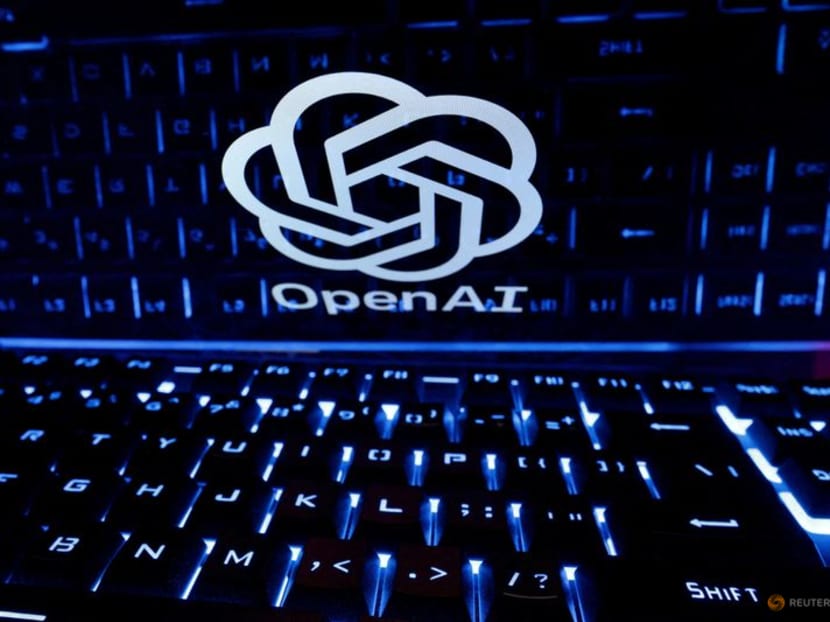 FILE PHOTO: A keyboard is placed in front of a displayed OpenAI logo in this illustration taken February 21, 2023. REUTERS/Dado Ruvic/Illustration/File Photo