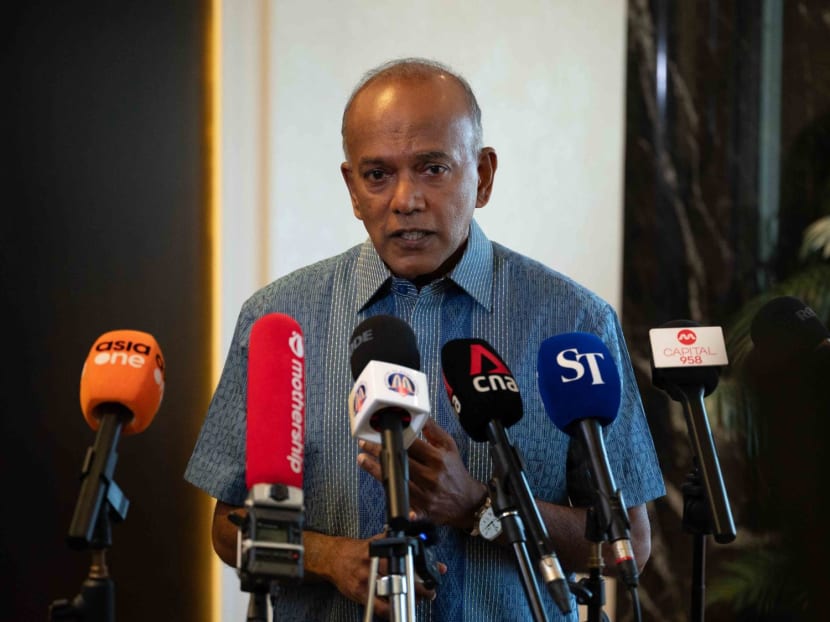 Home Affairs and Law Minister K Shanmugam speaking to the media on July 15, 2024. Home Affairs and Law Minister K Shanmugam speaking to the media on July 15, 2024.