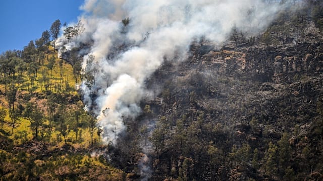 印尼布罗莫火山附近林火持续扩大 当地政府关闭游客通道