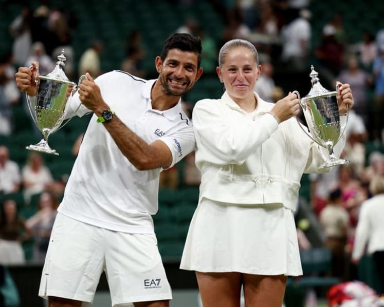 Ostapenko, Arevalo fight back to win Wimbledon mixed doubles title