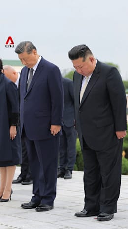 Xi and Kim pay tribute to fallen soldiers at Pyongyang's Friendship Tower
