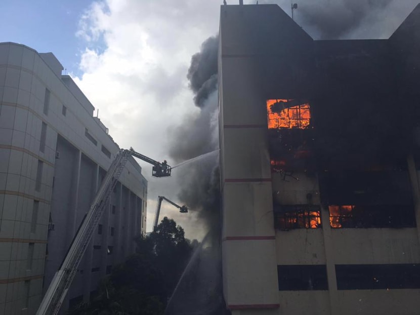 Huge fire breaks out at CK Building in Tampines