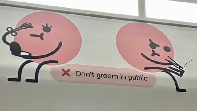 促乘客勿在车厢内整理仪容 地铁标志引发网民热议