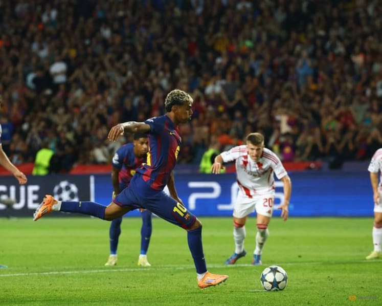 Fermin hat-trick inspires Barcelona to 6-1 rout of Olympiacos