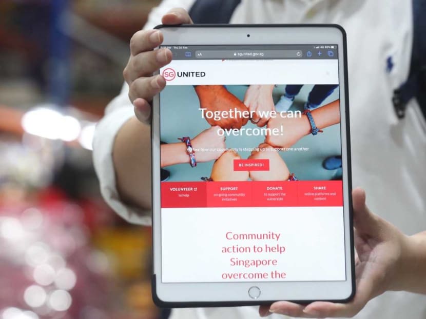The SG United Portal, which was launched on Feb 20, 2020, to rally Singaporeans keen to join the national effort against Covid-19. The SG United Portal, which was launched on Feb 20, 2020, to rally Singaporeans keen to join the national effort against Covid-19.