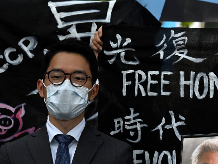 Hong Kong democracy activist Nathan Law attends a demonstration on Sept 1, 2020 outside the Foreign Office in Berlin, where the Chinese Foreign Minister was expected to hold talks with his German counterpart.