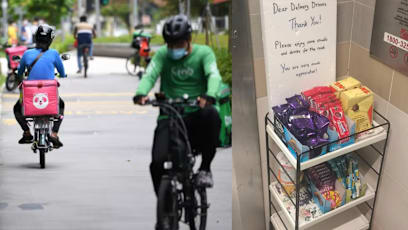 Someone Put A Snack Cart For Delivery Drivers At HDB Lift Lobby; Sparks Unexpectedly Cynical Reactions From S’poreans