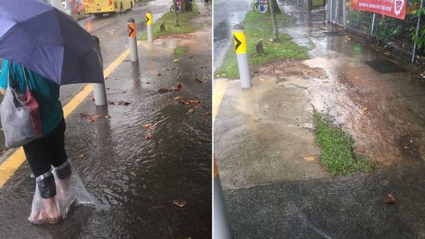Susulan hujan lebat: Air naik di laluan pejalan kaki, tempat perhentian bas Ang Mo Kio