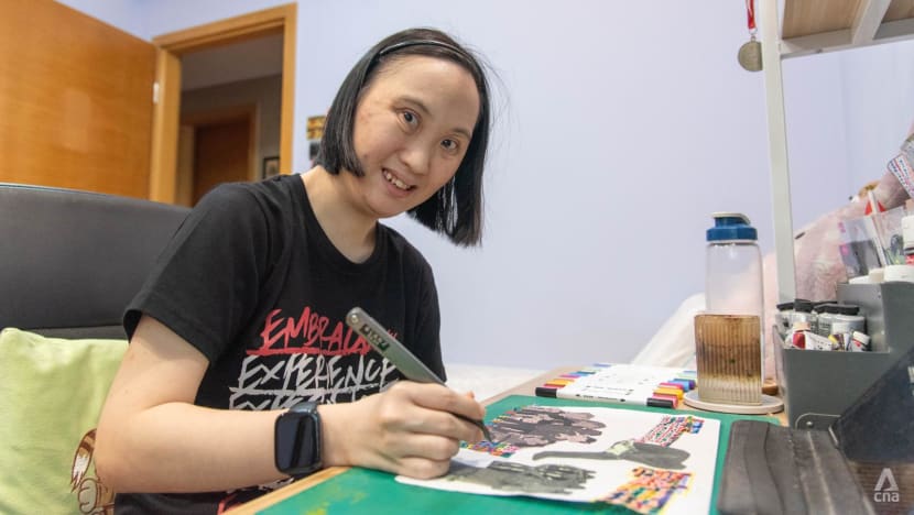 'I just feel happy': Artist with Down syndrome finds joy creating 'art from the heart' 'I just feel happy': Artist with Down syndrome finds joy creating 'art from the heart'
