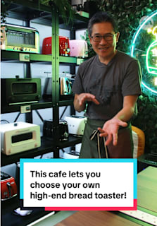 This cafe lets you choose your own high-end bread toaster to toast your bread at the table! Owner Freddie Yeo makes his own bread, like Hokkaido milk shokupan, and serves it with gourmet butter, cheese and jams for diners to enjoy bread in its best form! #8dayseatcafe #bread #toast #sgtiktok