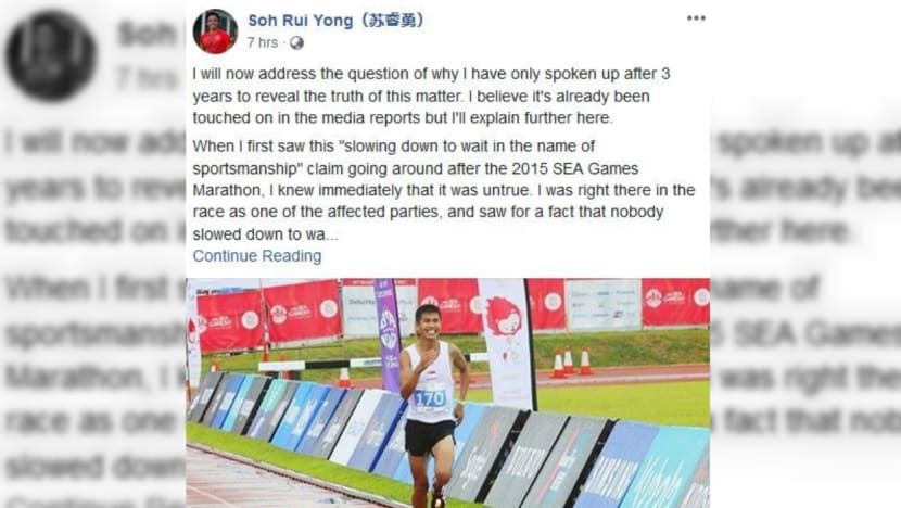 ‘My only regret is not speaking up sooner’, says marathoner Soh on teammate’s disputed sportsmanship act