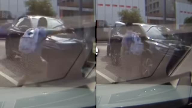 男童过马路看一边没看另一边 冲出马路险被撞飞