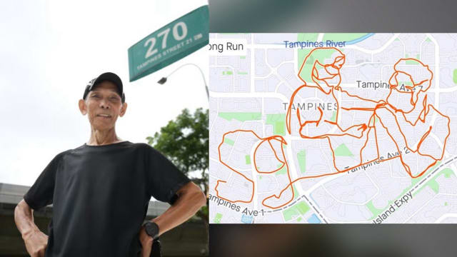 通过跑步来“画画” 71岁阿叔跑出艺术品