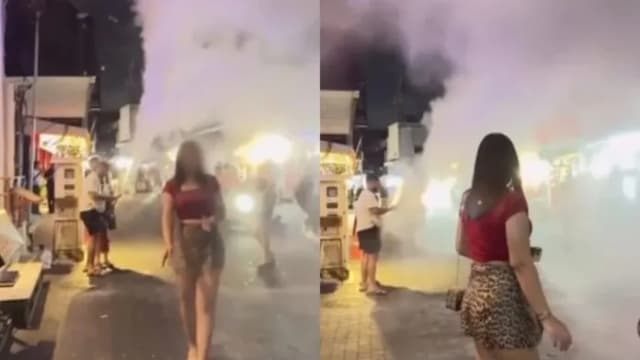 泰国泼水节变调 两外籍男子狂喷灭火器引发混乱