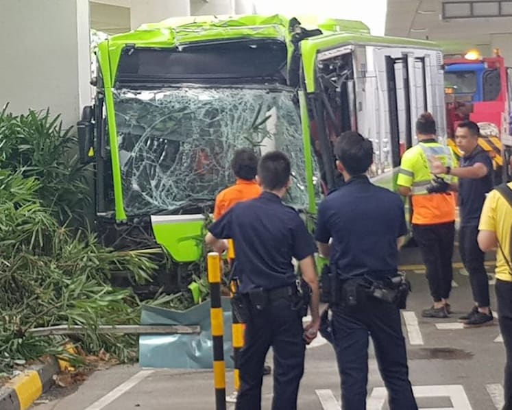 Bus driver trapped, 6 passengers injured after accident at Changi Airport bus interchange