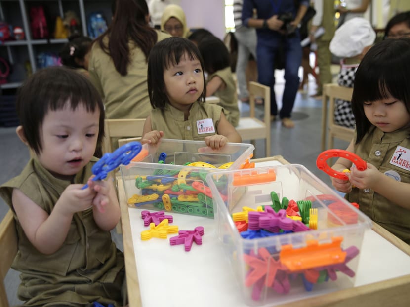 The centre caters to children aged between 18 months and six years, and provides an inclusive environment for mainstream and special needs children to learn and play alongside one another. Photo: Wee Teck hian The centre caters to children aged between 18 months and six years, and provides an inclusive environment for mainstream and special needs children to learn and play alongside one another. Photo: Wee Teck hian