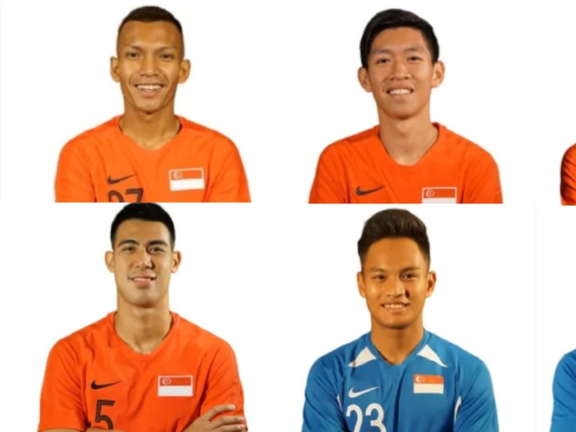 Clockwise from top left: Tajeli Salamat, Joshua Pereira, Zulqarnaen Suzliman, Zharfan Rohaizad, Kenji Rusydi and Lionel Tan will face a disciplinary hearing upon their return to Singapore.