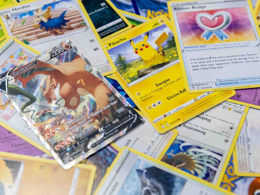 A sample of Pokemon trading cards that collectors buy.