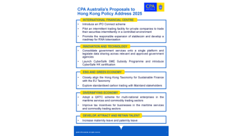 CPA Australia proposes policy ideas to support Hong Kong’s long-term competitiveness CPA Australia proposes policy ideas to support Hong Kong’s long-term competitiveness