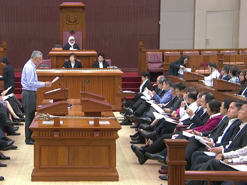 Still image taken from video of Prime Minister Lee Hsien Loong speaking at Parliament.