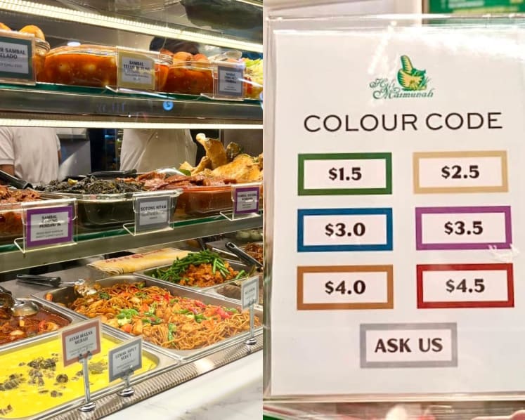 We tried ordering nasi padang using Hjh Maimunah's new colour-coded pricing system. Here's how it turned out